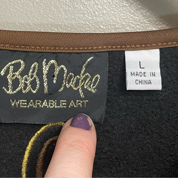 Bob Mackie Wearable Art Womens Large Embroidered Full Zip Fleece Jacket vintage - Picture 4 of 11